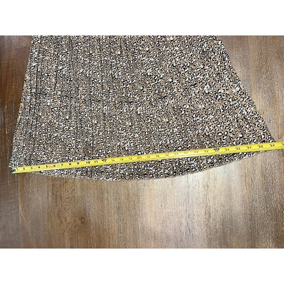J CREW Women's Size 0 Pleated Midi Skirt Animal Cheetah Print Brown Beige Lined - Picture 7 of 7